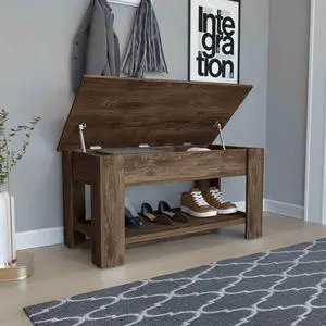 Storage Table, Four Legs, Lower Shelf, Dark Brown Storage Table, Four Legs, Lower Shelf, Dark Brown