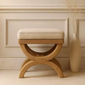 Artisan Furniture Solid Wood Rattan Arch Bench Artisan Furniture Solid Wood Rattan Arch Bench