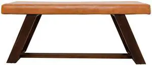 Marley Genuine Leather Bench In Tan Marley Genuine Leather Bench In Tan