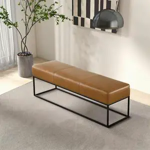 Odessa Tan Leather Bench Odessa Tan Leather Bench