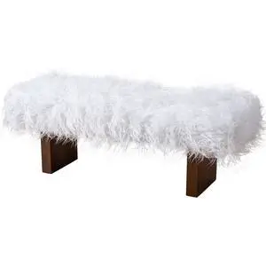 Henley Bench in White Khaki Fur Henley Bench in White Khaki Fur
