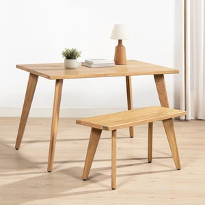 Capri 35.5" Solid Red Oak Wood Bench, Natural Brown Red Oak Capri 35.5" Solid Red Oak Wood Bench, Natural Brown Red Oak