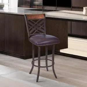 Mivara 30" Barstool in Auburn Bay finish with Brown Pu upholstery Mivara 30" Barstool in Auburn Bay finish with Brown Pu upholstery