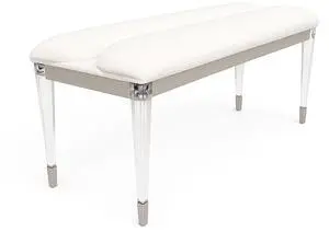 Contemporary Silver 1pc Bench Acrylic Legs Engineered Wood Bedroom Furniture Upholstered Seat Bench Contemporary Silver 1pc Bench Acrylic Legs Engineered Wood Bedroom Furniture Upholstered Seat Bench