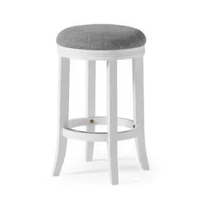 26in. Counter-Height Wood Backless Barstool with Upholstered Gray Swivel Seat, White Frame, 1PC 26in. Counter-Height Wood Backless Barstool with Upholstered Gray Swivel Seat, White Frame, 1PC