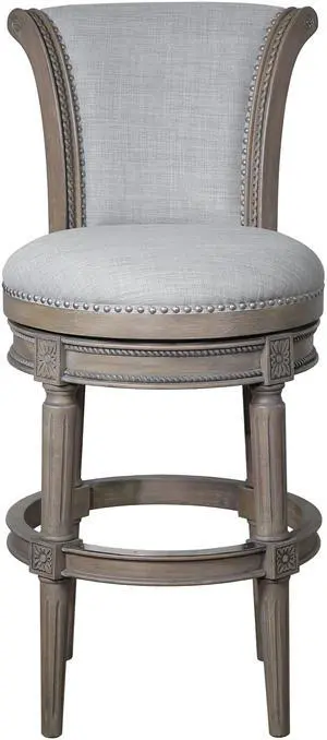 31in. Wood Bar-Height Swivel Barstool with High-Back, Weathered Gray, 1PC 31in. Wood Bar-Height Swivel Barstool with High-Back, Weathered Gray, 1PC