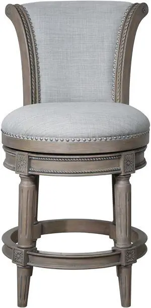 26in. Wood Counter-Height Swivel Barstool with High-Back, Weathered Gray, 1PC 26in. Wood Counter-Height Swivel Barstool with High-Back, Weathered Gray, 1PC