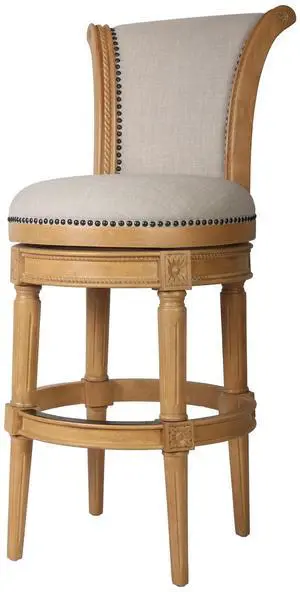 31in. Wood Bar-Height Swivel Barstool with High-Back, Weathered Natural, 1PC 31in. Wood Bar-Height Swivel Barstool with High-Back, Weathered Natural, 1PC