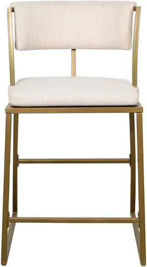 25" Counter-Height Metal Bar Stool with Back, Antique Brass, 1PC 25" Counter-Height Metal Bar Stool with Back, Antique Brass, 1PC