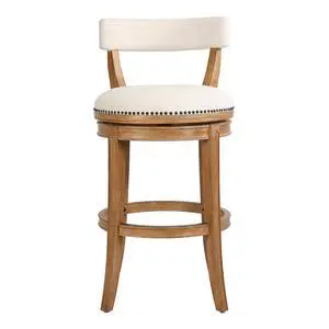 31" Bar Stool, Pecan Finish with Linen Fabric Seat and Back, 1PC 31" Bar Stool, Pecan Finish with Linen Fabric Seat and Back, 1PC