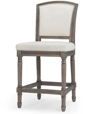 26" Weathered Gray Counter-Height Bar Stool with Gray Upholstered Seat and Back, 1PC 26" Weathered Gray Counter-Height Bar Stool with Gray Upholstered Seat and Back, 1PC
