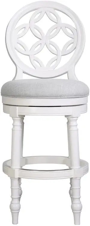 31" Wood Bar Stool with Back and Swivel Upholstered Seat, Farmhouse White, 1PC 31" Wood Bar Stool with Back and Swivel Upholstered Seat, Farmhouse White, 1PC