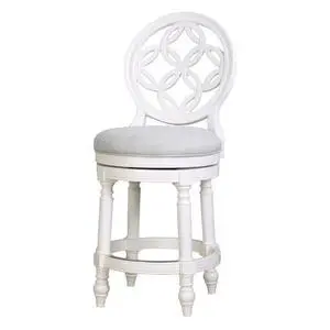 26" Wood Counter-Height Bar Stool with Back and Swivel Upholstered Seat, Farmhouse White, 1PC 26" Wood Counter-Height Bar Stool with Back and Swivel Upholstered Seat, Farmhouse White, 1PC