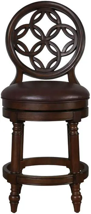 26" Wood Counter-Height Bar Stool with Back and Swivel Upholstered Seat, 1PC 26" Wood Counter-Height Bar Stool with Back and Swivel Upholstered Seat, 1PC