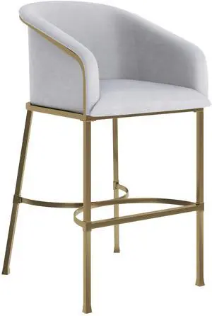 31" Modern Bar Stool, White Faux Leather with Gold Steel Frame, 1PC 31" Modern Bar Stool, White Faux Leather with Gold Steel Frame, 1PC
