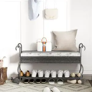 Shoe Rack Bench for Entryway, Industrial Bench, Rustic Shoe Rack for Small Spaces, Upholstered Entryway Bench, Multipurpose Entryway Shoe Rack Bench for Entryway, Industrial Bench, Rustic Shoe Rack for Small Spaces, Upholstered Entryway Bench, Multipurpose Entryway