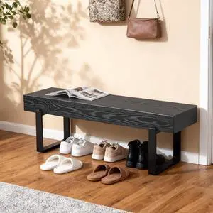 59" Wood Bench for Bedroom End of Bed, Farmhouse Indoor Kitchen Table Benches,Versatile Modern Shoe Bench for Entryway, Black 59" Wood Bench for Bedroom End of Bed, Farmhouse Indoor Kitchen Table Benches,Versatile Modern Shoe Bench for Entryway, Black