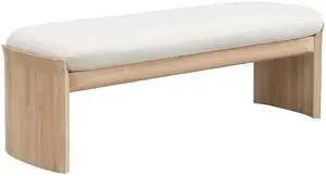 51.5 Inch Beige Rubber Wood Footstool For Bedroom and Living Room 51.5 Inch Beige Rubber Wood Footstool For Bedroom and Living Room