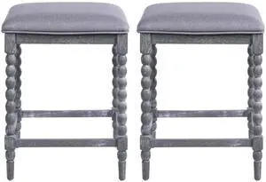 26''Counter Stools,Set of 2 with Upholstered Seat, Solid Acacia wood Frame, Foam-Padded Seat, Open Airy Design for Kitchen Island and Bar, Gray 26''Counter Stools,Set of 2 with Upholstered Seat, Solid Acacia wood Frame, Foam-Padded Seat, Open Airy Design for Kitchen Island and Bar, Gray