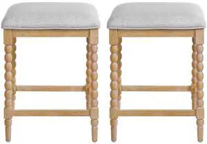 26''Counter Stools,Set of 2 with Upholstered Seat, Solid Acacia wood Frame, Foam-Padded Seat, Open Airy Design for Kitchen Island and Bar, Natural 26''Counter Stools,Set of 2 with Upholstered Seat, Solid Acacia wood Frame, Foam-Padded Seat, Open Airy Design for Kitchen Island and Bar, Natural
