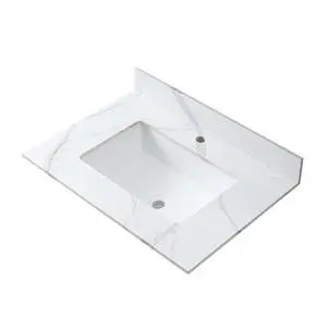 Montary 31inch bathroom stone vanity top carrara gold color with undermount ceramic sink and single faucet hole with backsplash Montary 31inch bathroom stone vanity top carrara gold color with undermount ceramic sink and single faucet hole with backsplash