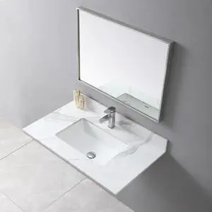 Montary 37inch bathroom vanity top stone carrara gold new style tops with rectangle undermount ceramic sink and single faucet hole Montary 37inch bathroom vanity top stone carrara gold new style tops with rectangle undermount ceramic sink and single faucet hole