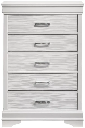 Modern 5 Drawers Chest made with Wood in White Modern 5 Drawers Chest made with Wood in White