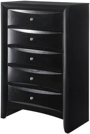 1Pc Contemporary 5 Drawer Chest Black Finish Solid Wood Wooden Bedroom Furniture 1Pc Contemporary 5 Drawer Chest Black Finish Solid Wood Wooden Bedroom Furniture