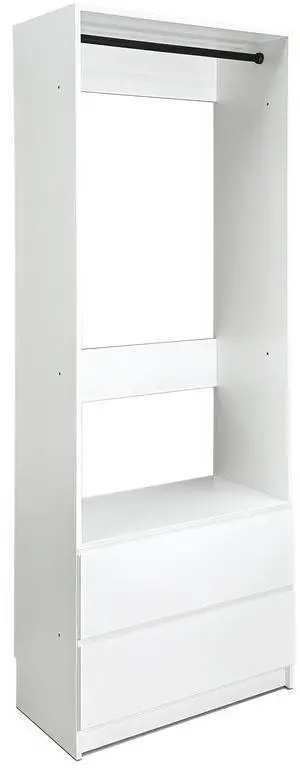 Prosper 32" White Wood Walk-in Closet with Two Drawers Prosper 32" White Wood Walk-in Closet with Two Drawers
