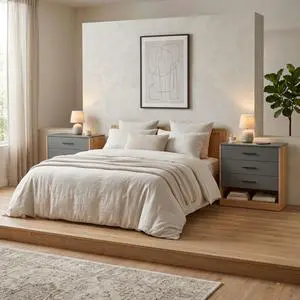 Natural Oak / Grey Matt Dresser with Drawers, Set of 2 Natural Oak / Grey Matt Dresser with Drawers, Set of 2