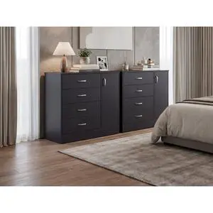 Wenge Dresser with Drawers and Door, Set of 2 Wenge Dresser with Drawers and Door, Set of 2