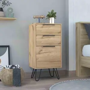 Augusta Light Dresser, Hairpin Legs, Superior Top,Three Drawers -Light Oak Augusta Light Dresser, Hairpin Legs, Superior Top,Three Drawers -Light Oak