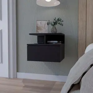 Augusta Floating Nightstand with 2-Tier Shelf and 1-Drawer Augusta Floating Nightstand with 2-Tier Shelf and 1-Drawer