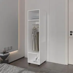 Benson Wardrobe in melamine with mirror and open storage Benson Wardrobe in melamine with mirror and open storage
