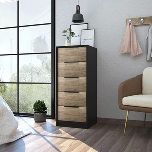 Kaia 5 Drawer Dresser, Vertical Dresser -Black / Pine Kaia 5 Drawer Dresser, Vertical Dresser -Black / Pine