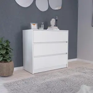 Austin Three Drawer Dresser, Pull Out Mechanism-White Austin Three Drawer Dresser, Pull Out Mechanism-White
