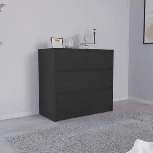Austin Three Drawer Dresser, Pull Out Mechanism-Black Austin Three Drawer Dresser, Pull Out Mechanism-Black