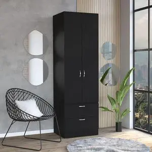 Vico 76" High Armoire Wardrove Closet with 2 Drawers, Double Door Cabinet , One Shelf and Hanging Rod, Bedroom Clothes Storage Cabinet Organizer Vico 76" High Armoire Wardrove Closet with 2 Drawers, Double Door Cabinet , One Shelf and Hanging Rod, Bedroom Clothes Storage Cabinet Organizer