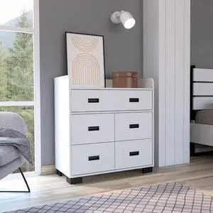 Alyn Dresser, Four Legs, Four Drawers, One Double Drawer, Superior Top -White Alyn Dresser, Four Legs, Four Drawers, One Double Drawer, Superior Top -White