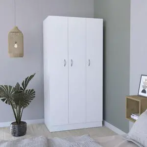 Ohio Armoire Wardrobe with 3-Doors, 2-Drawers, and 4-Tier Shelves White Ohio Armoire Wardrobe with 3-Doors, 2-Drawers, and 4-Tier Shelves White