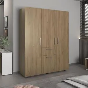 Bariloche 70" High Four-Door, One Drawer Armoire With Three Hanging Rods, Seven Shelves Bedroom, Wardrobe, Closet Natural Oak Bariloche 70" High Four-Door, One Drawer Armoire With Three Hanging Rods, Seven Shelves Bedroom, Wardrobe, Closet Natural Oak
