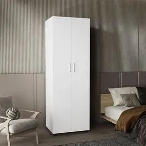 Aurora Armoire, Two Interior Shelves, Rod, Double Door, White Aurora Armoire, Two Interior Shelves, Rod, Double Door, White