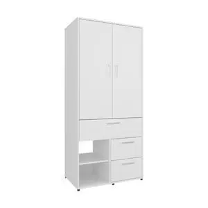 Alpine Armoire with Double Doors, Interior Hanging Rod, Shoe Racks and Multiple Drawers, Freestanding Wardrobe Alpine Armoire with Double Doors, Interior Hanging Rod, Shoe Racks and Multiple Drawers, Freestanding Wardrobe