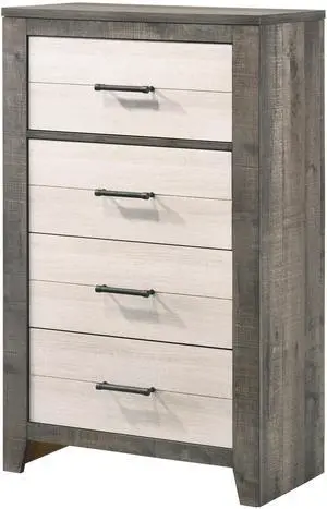 1pc Chest Two-tone Finish Convenient Bedside Storage Four Drawers Metal Pull Handle Gray Beige 1pc Chest Two-tone Finish Convenient Bedside Storage Four Drawers Metal Pull Handle Gray Beige