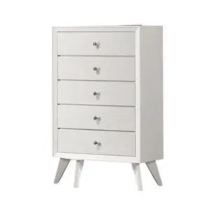 Contemporary Style 1Pc Chest Angled Legs Round Bronze Knobs Wave Texture White Finish Contemporary Style 1Pc Chest Angled Legs Round Bronze Knobs Wave Texture White Finish