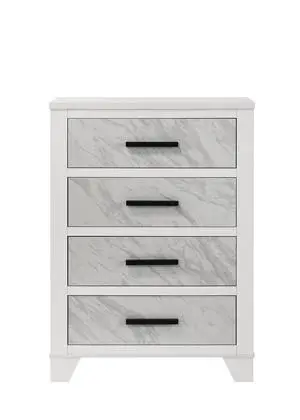 Contemporary Style 1Pc Chest English Dovetail Drawer Metal Center Glides Black Handles White Finish Bedroom Furniture Contemporary Style 1Pc Chest English Dovetail Drawer Metal Center Glides Black Handles White Finish Bedroom Furniture