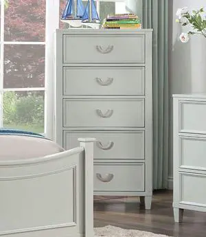 Transitional Gray 1pc Chest Dovetail Drawers Solid wood Bedroom Chrome Hanging Pulls 5-Drawers Molding Details Transitional Gray 1pc Chest Dovetail Drawers Solid wood Bedroom Chrome Hanging Pulls 5-Drawers Molding Details