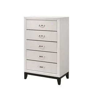 1pc Contemporary 5-Drawer Tall Chest White Finish Wooden Bedroom Furniture 1pc Contemporary 5-Drawer Tall Chest White Finish Wooden Bedroom Furniture