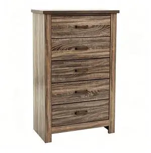 Modern Nordic Bedroom Storage Organizer, Dark Brown Wood 5-Drawer Chest, Space-Saving 34x16x49 in Modern Nordic Bedroom Storage Organizer, Dark Brown Wood 5-Drawer Chest, Space-Saving 34x16x49 in