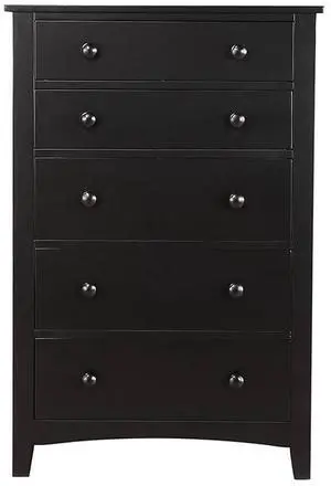 Contemporary Black Finish 1Pc Chest Of Drawers Plywood Pine Veneer Bedroom Furniture 5 Drawers Tall Chest Contemporary Black Finish 1Pc Chest Of Drawers Plywood Pine Veneer Bedroom Furniture 5 Drawers Tall Chest